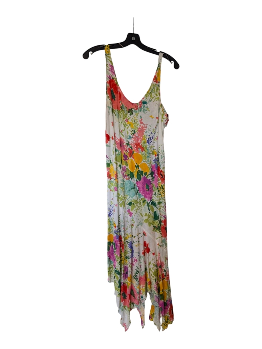 NWT JAMS WORLD Floral V-Neck Flounce Dress in White with Pink & Green
